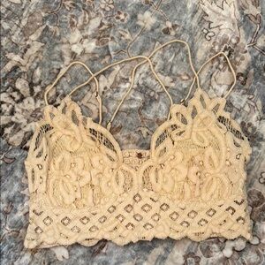 Free People Cream Lace Longline Bralette